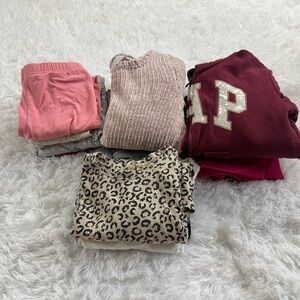Girls Kids bundle sweaters tops pants Pink, Burgundy, Leopard Print